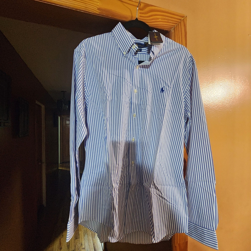 Ralph Lauren Blue Striped Men's Shirt - Picture 3 of 5